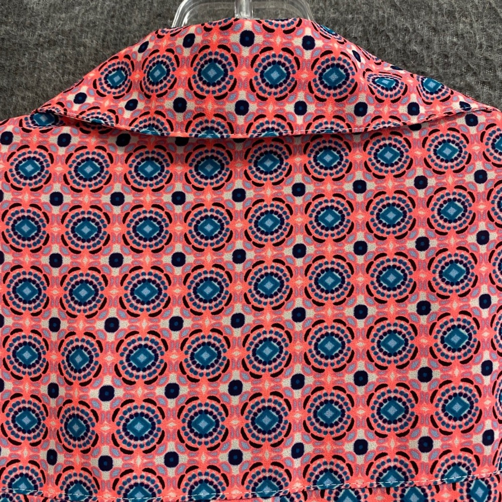 Express The Portofino Shirt Womens S Pink Blue Slim Fit Roll Tab Pockets Office - Picture 6 of 10